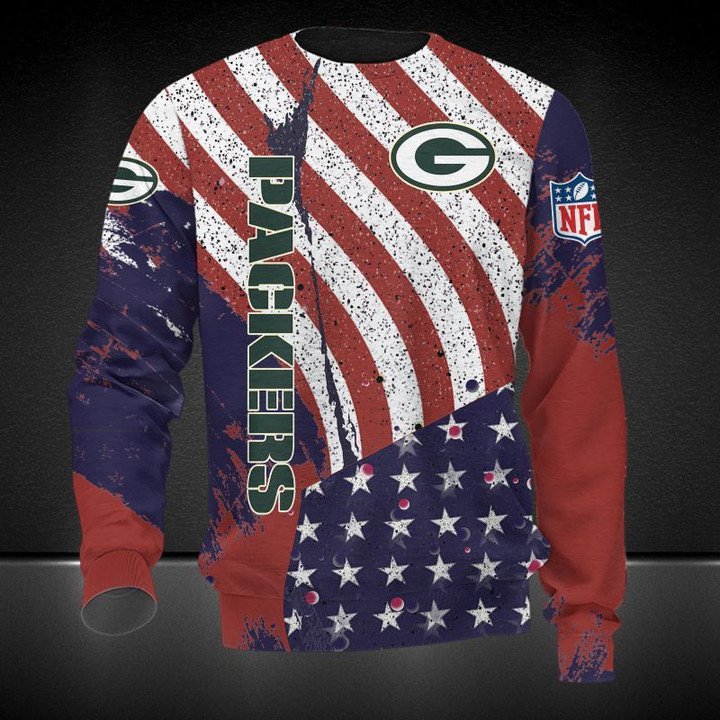 Green Bay Packers American Flag Edition Gift For Fan Ugly Wool Sweater Christmas