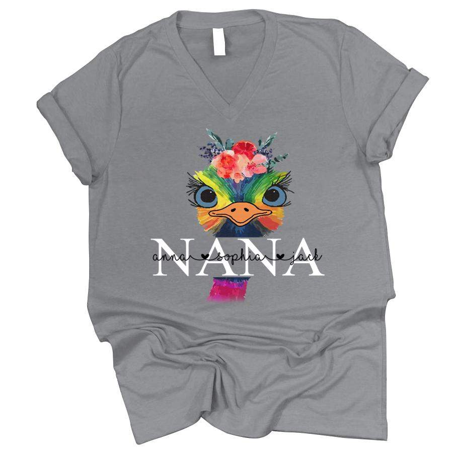 PERSONALIZED NANA OSTRICH WITH FLOWERS SHIRT