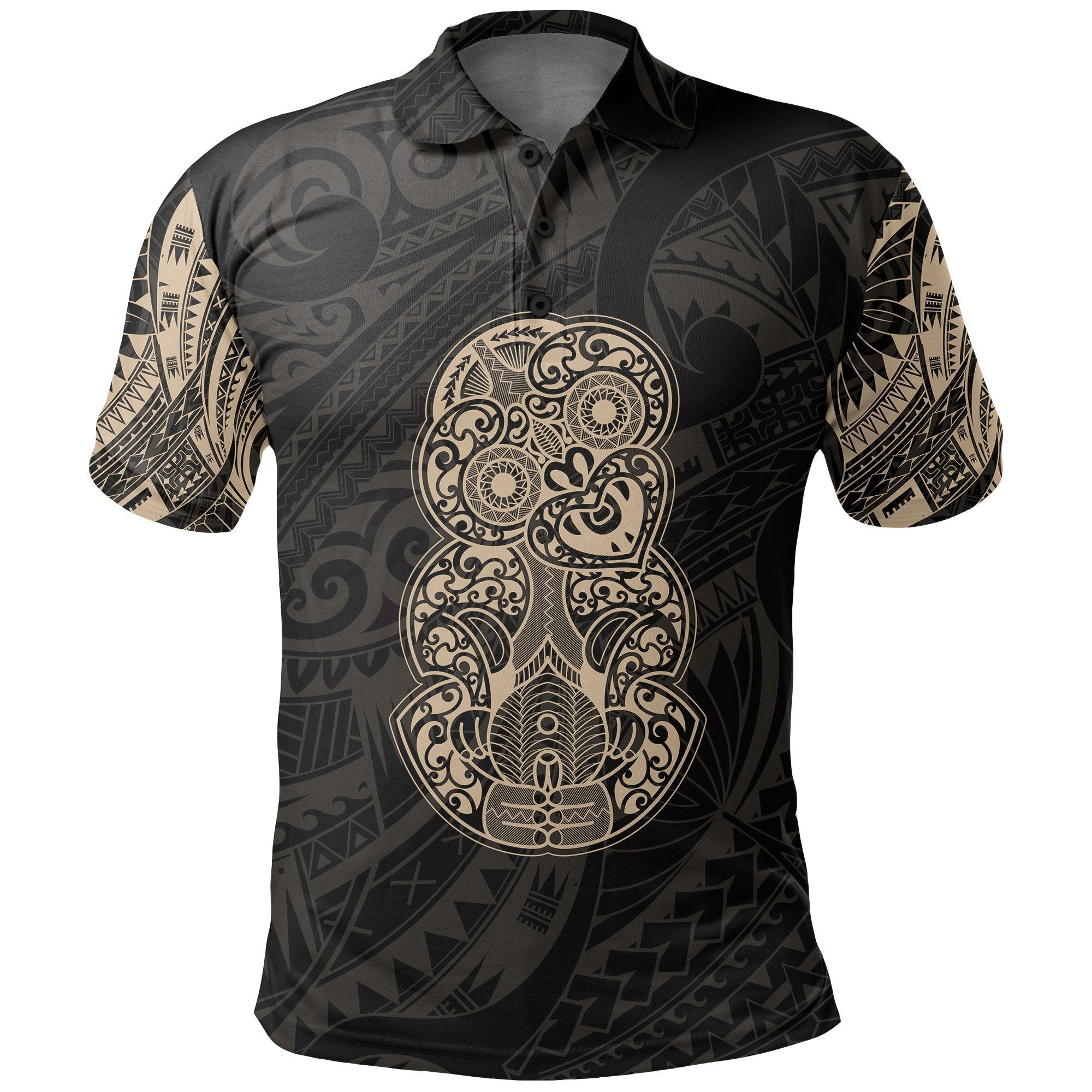 Hei Tiki Maori Tattoo Polo Shirt Gold - TattoosCafe