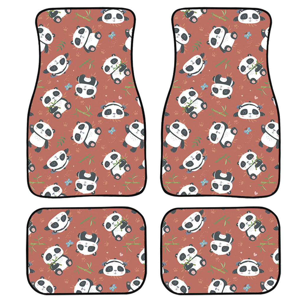 Baby Panda And Bamboo Pattern Print Front And Back Car Floor Mats, Front Car Mat