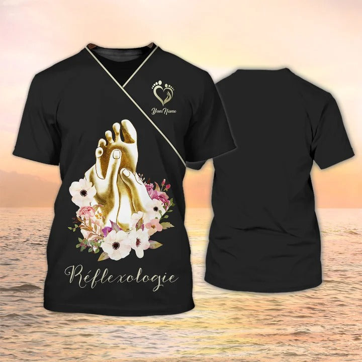 Réflexologie Shirts Massage Foot Tshirt Réflexologie Custom Uniform