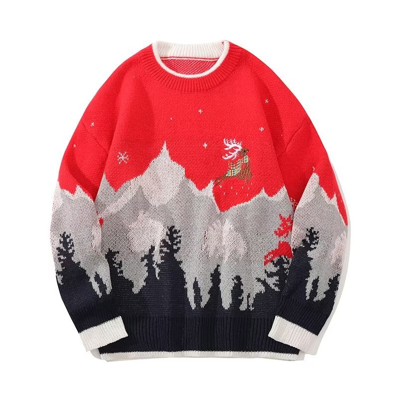 Vintage Sweaters Men Winter Elk Print Xmas Pullover Ugly Christmas Sweater Male Casual Knitwear Fashion Couple Loose Sweaters alx