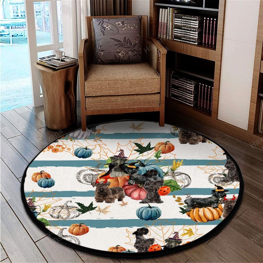 Cesky Terrier Rug Halloween Pumpkin Retro