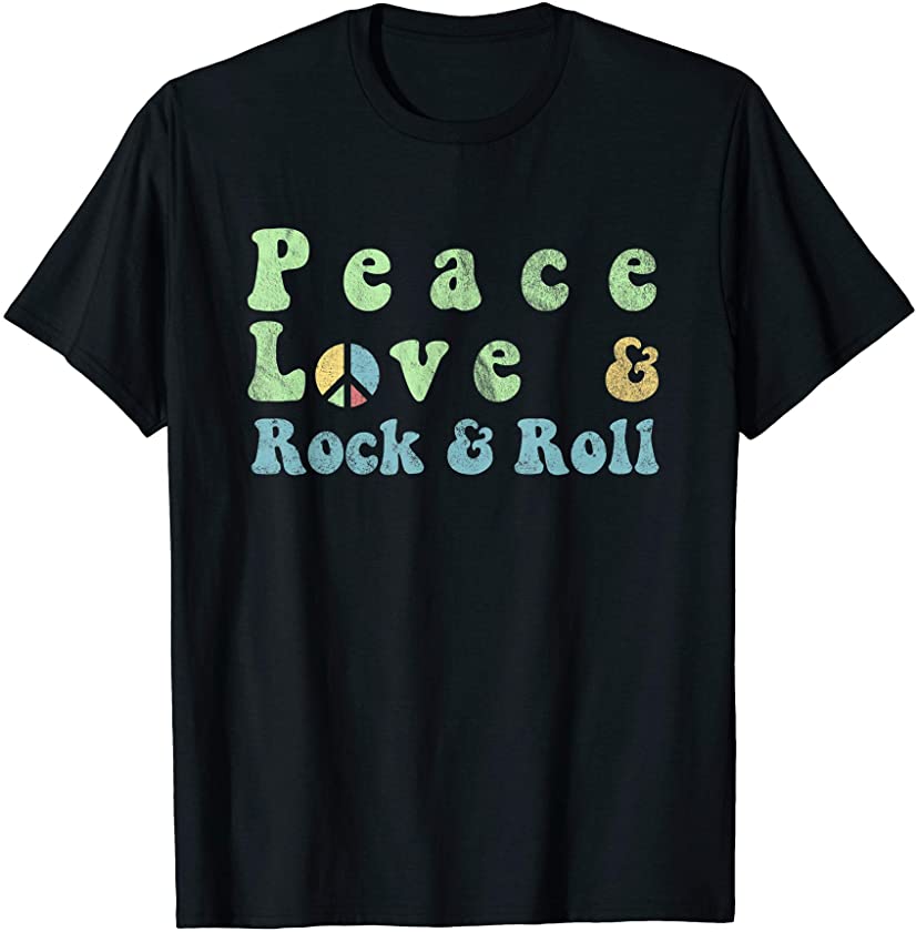 Vintage Peace Love Rock And Roll / Concert Souvenir T-Shirt