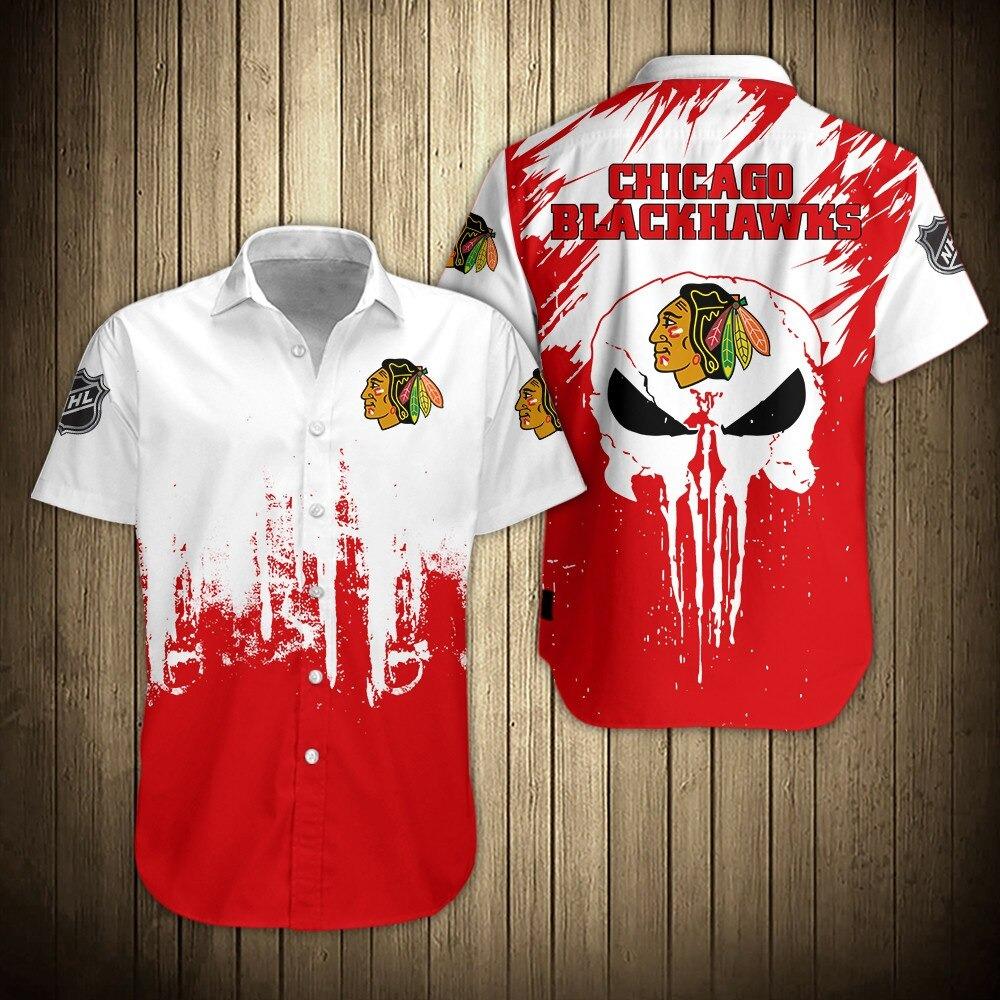 Chicago Blackhawks Shirts Skull Short Sleeve