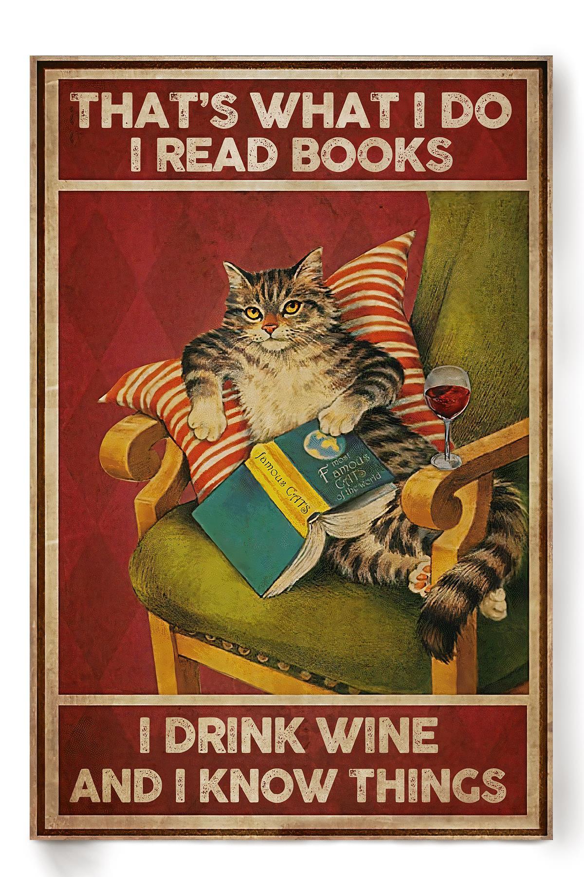 Read Book Cat Animal Wall Art Gift For Cat Lover International Cat Day Kitten Foster Poster