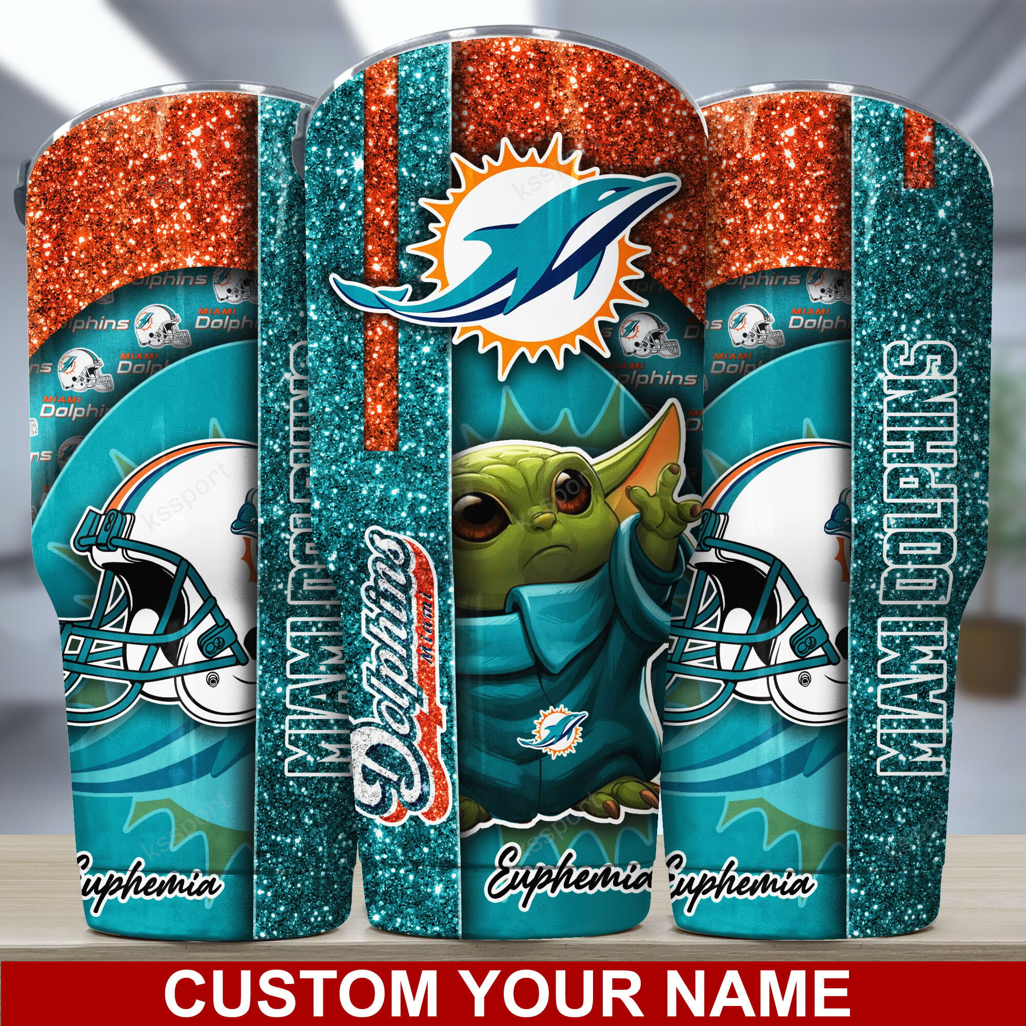 Miami Dolphins Custom Name Tumbler Bg169