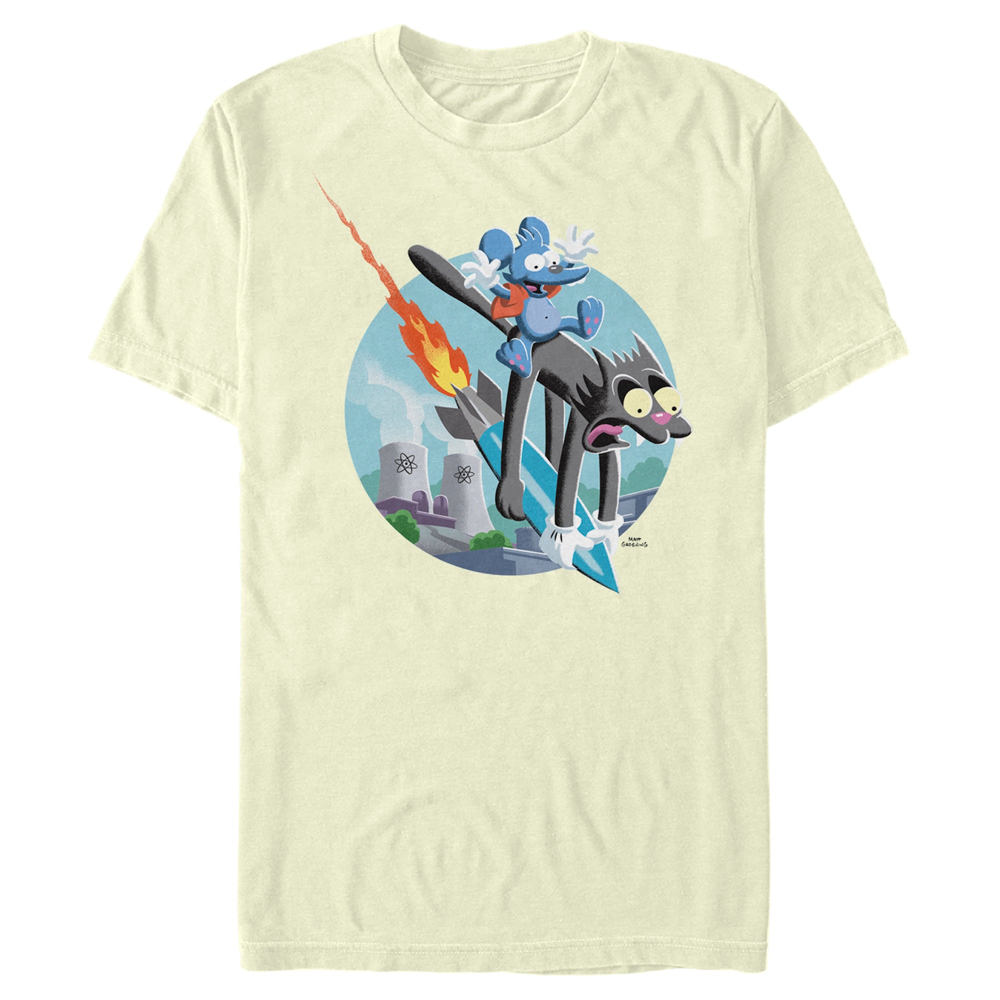 The Simpsons Men’S Itchy & Scratchy Ride The Missile  T-Shirt