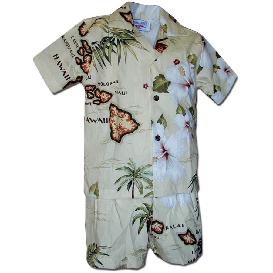 Map Of Hawaiian Khaki Shirt And Shorts Ha71494