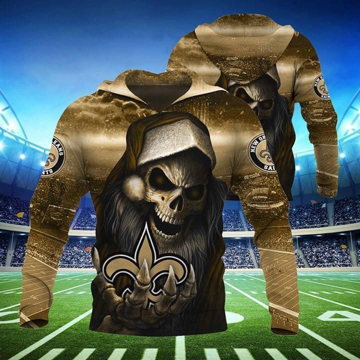 New Orleans Saints Santa Skull 3D T Shirt Hoodie Sweater