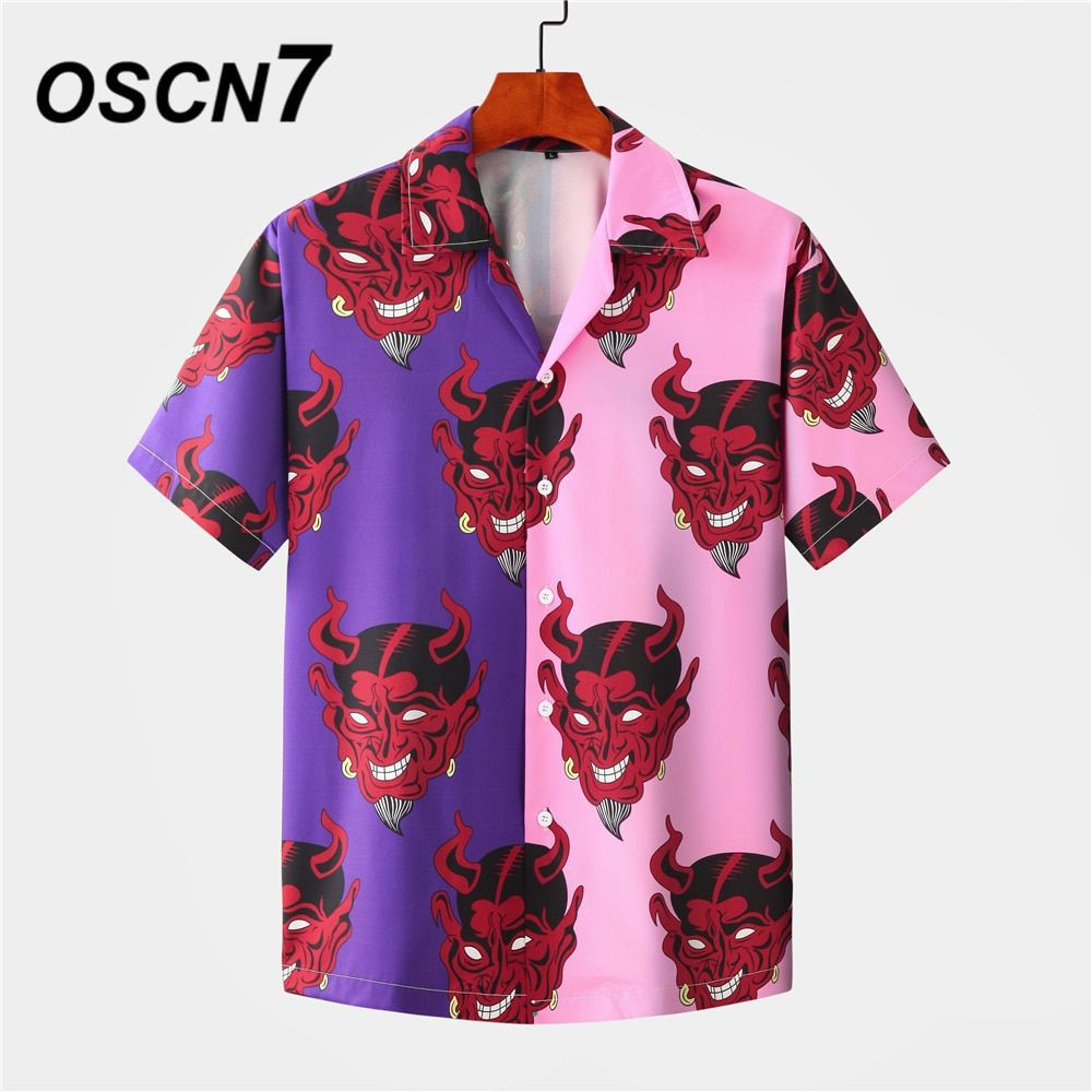 Unisex Print Genie Pattern Repeat Pink And Purple Color Hawaiian Shirt Ha105547