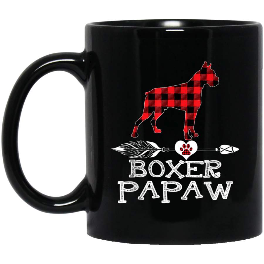 Boxer Papaw Red Plaid Outfit Dog Dad Puppy Father Gifts Men Mug