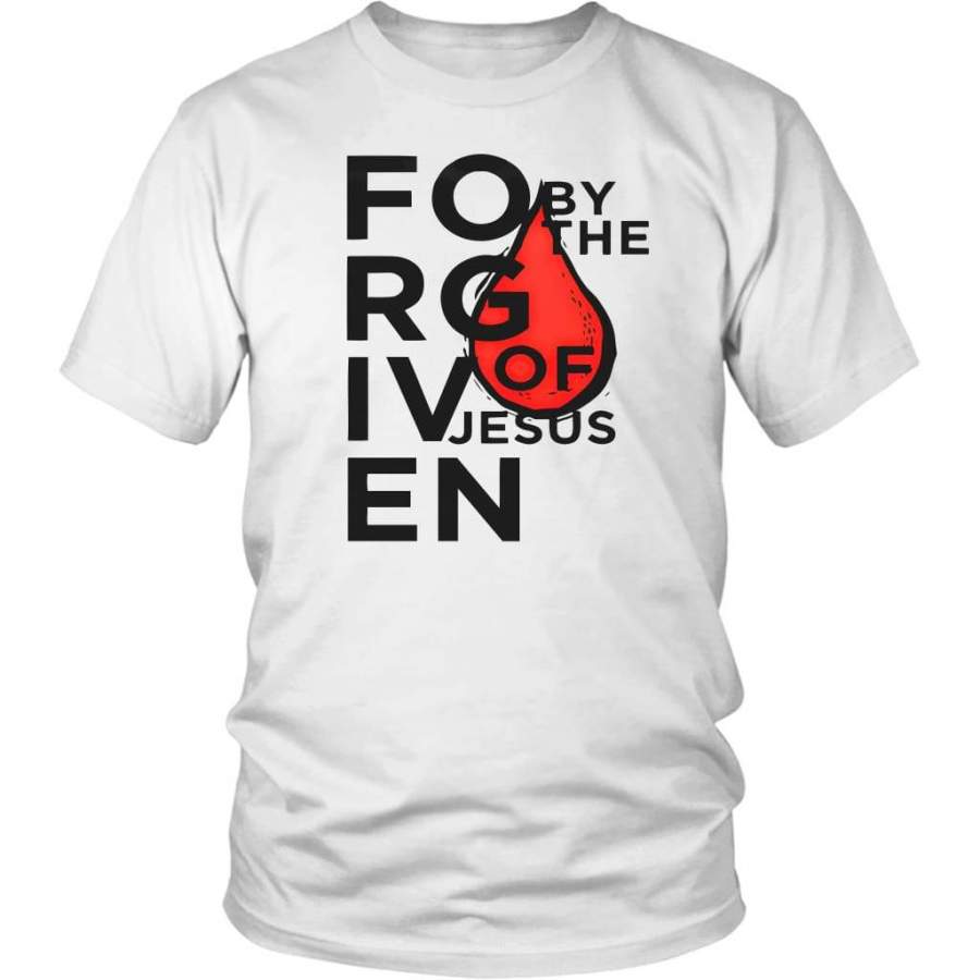 Forgiven by the blood of Jesus christian t-shirt