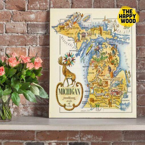 Vintage Michigan Home Custom Vertical Canvas Poster For Home Decoration