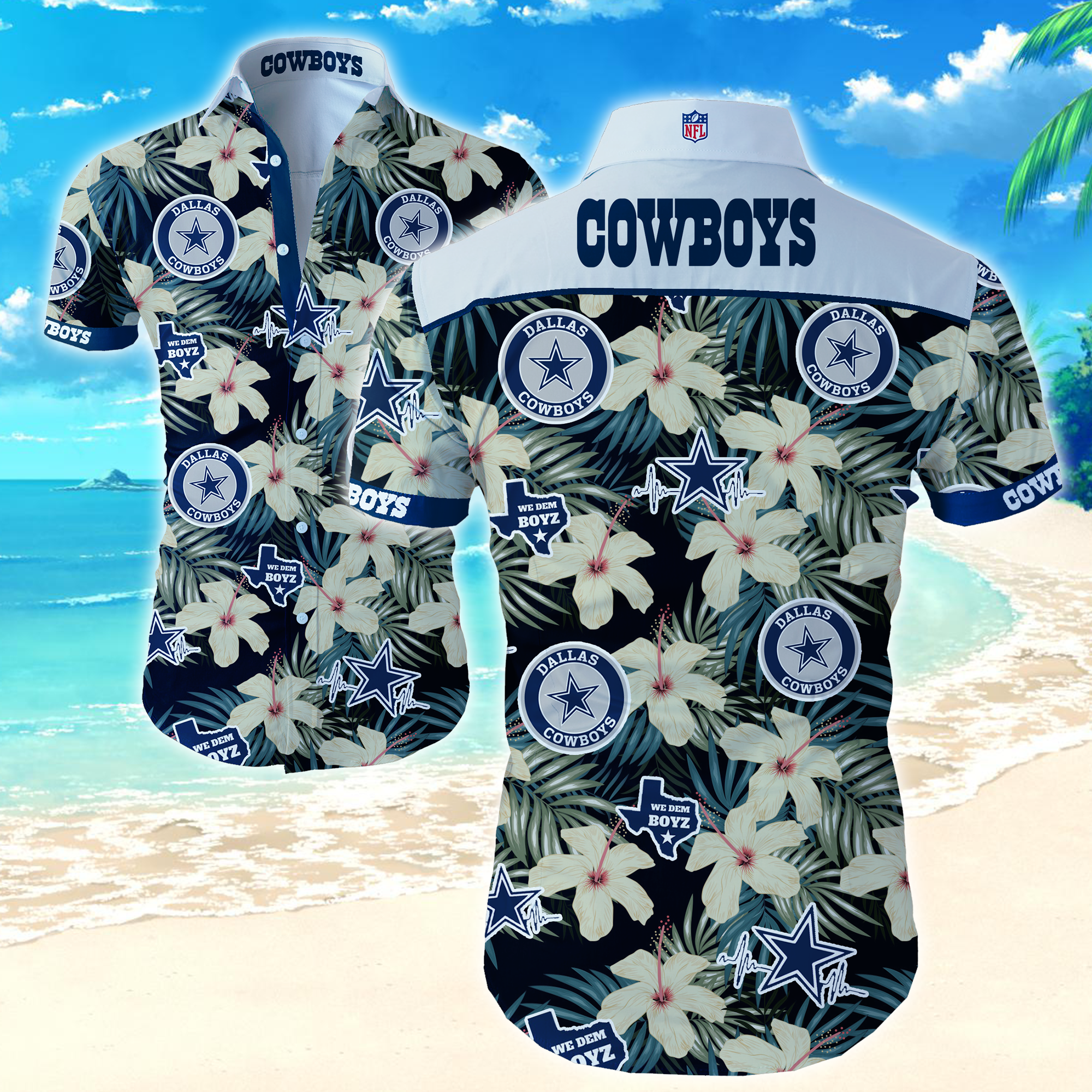 Dallas Cowboys Button Up Hawaii Shirt Ha75601