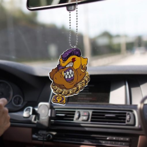 Omega Psi Phi 1911 Bulldog Mascot With Omega Necklace Car Hanging Ornament