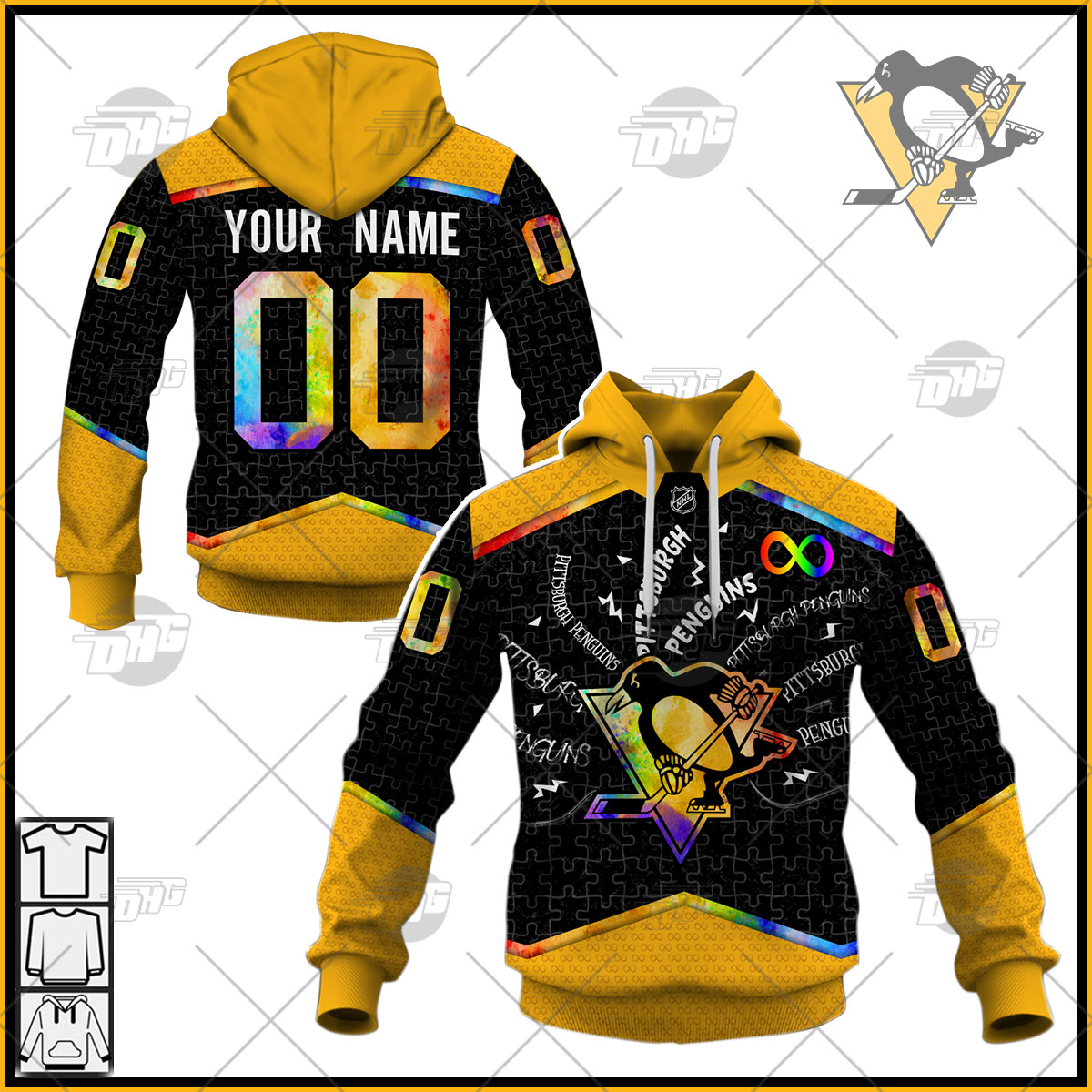 Personalized Pittsburgh Penguins Jersey Custom Autism Hoodie Personalize Hoodie