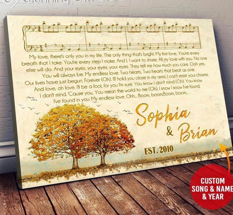 Personalized Name Text – Canvas, Poster – And Music Song Lyrics – Tree Wall Art