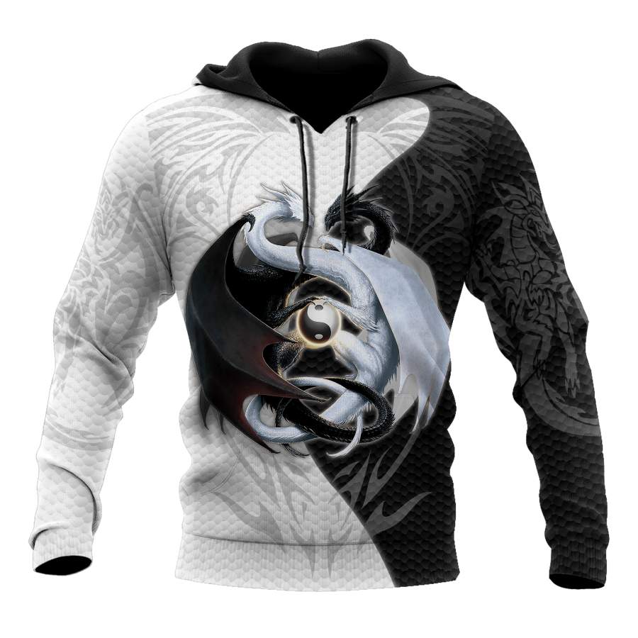 Black and white dragon 3d hoodie shirt for men and women AMST102020