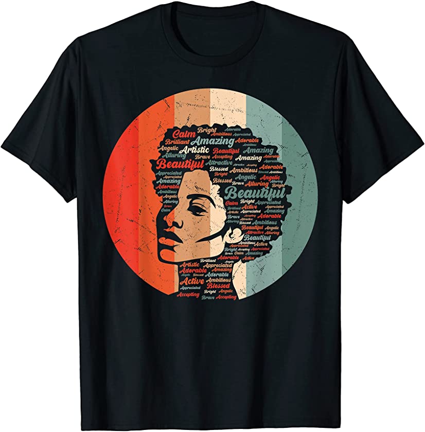 Melanin Black Queen Women Retro Vintage Distressed Girls Fun T-Shirt