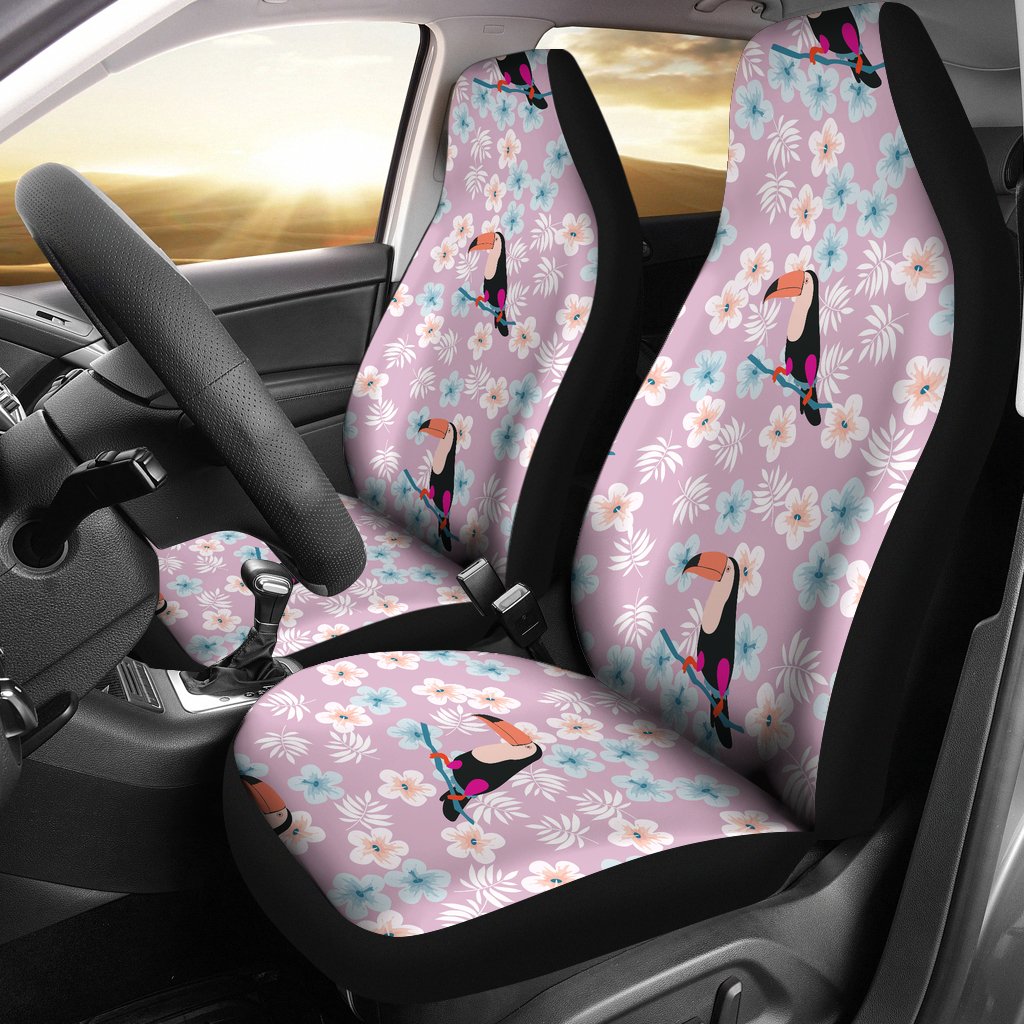 Beautiful Toucan Flower Leaves  Universal Fit Car Seat Covers