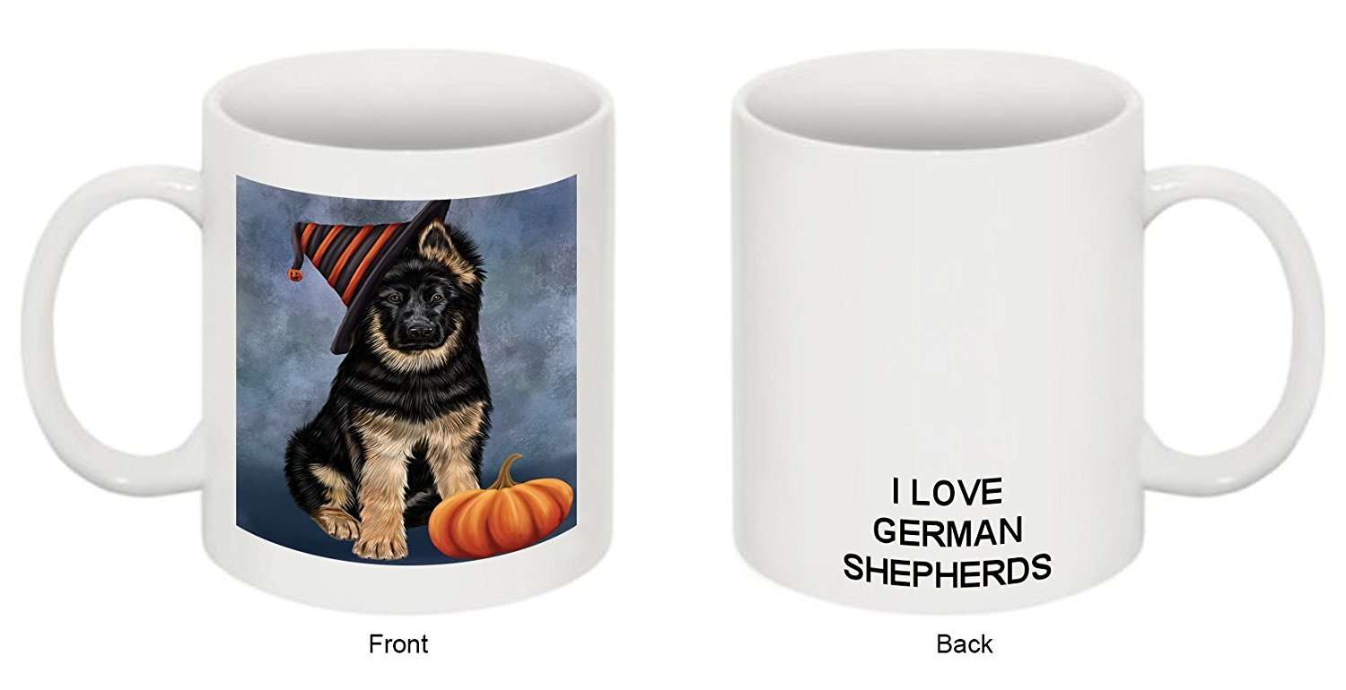 Christmas Happy Holidays German Shepherd Puppy Wearing Witch Hat Mug Cmg0649