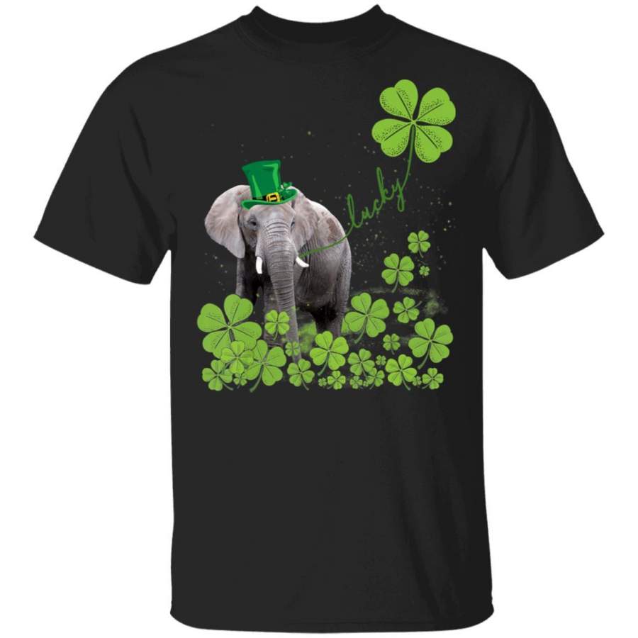 Lucky Elephant Shamrock St Patrick’s Day T Shirt Saint Paddys Patricks Tshirt Lucky Shirts Drink Green Beer Irish Gifts Funny Tee