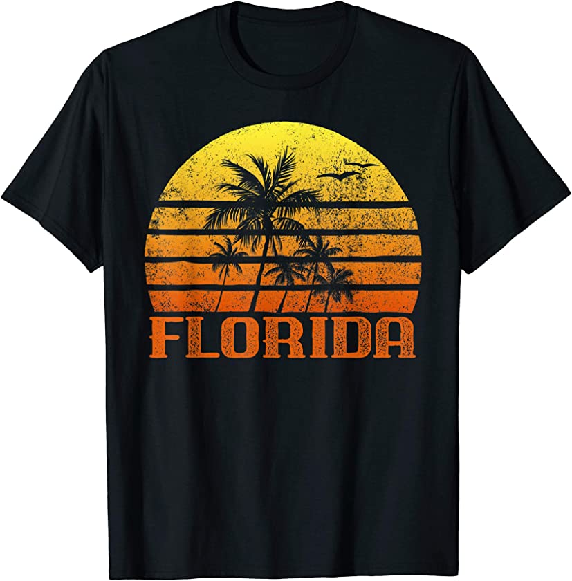 Vintage Retro Florida Beach Vacation Sunshine State Sunset T-Shirt