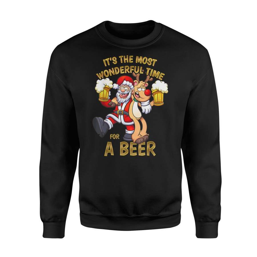 It’s The Most Wonderful Time For A Beer Funny Christmas T-Shirt – Standard Fleece Sweatshirt