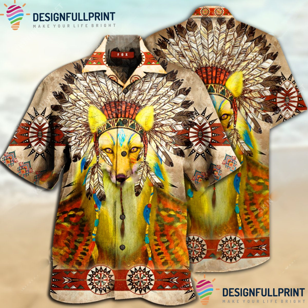 Amazing Fox Native Unisex Tropical Shirt Tropical Shirt Hawaiian Shirt For Men For Men Ln Gift For Native America Fox Lovers Summer Gift