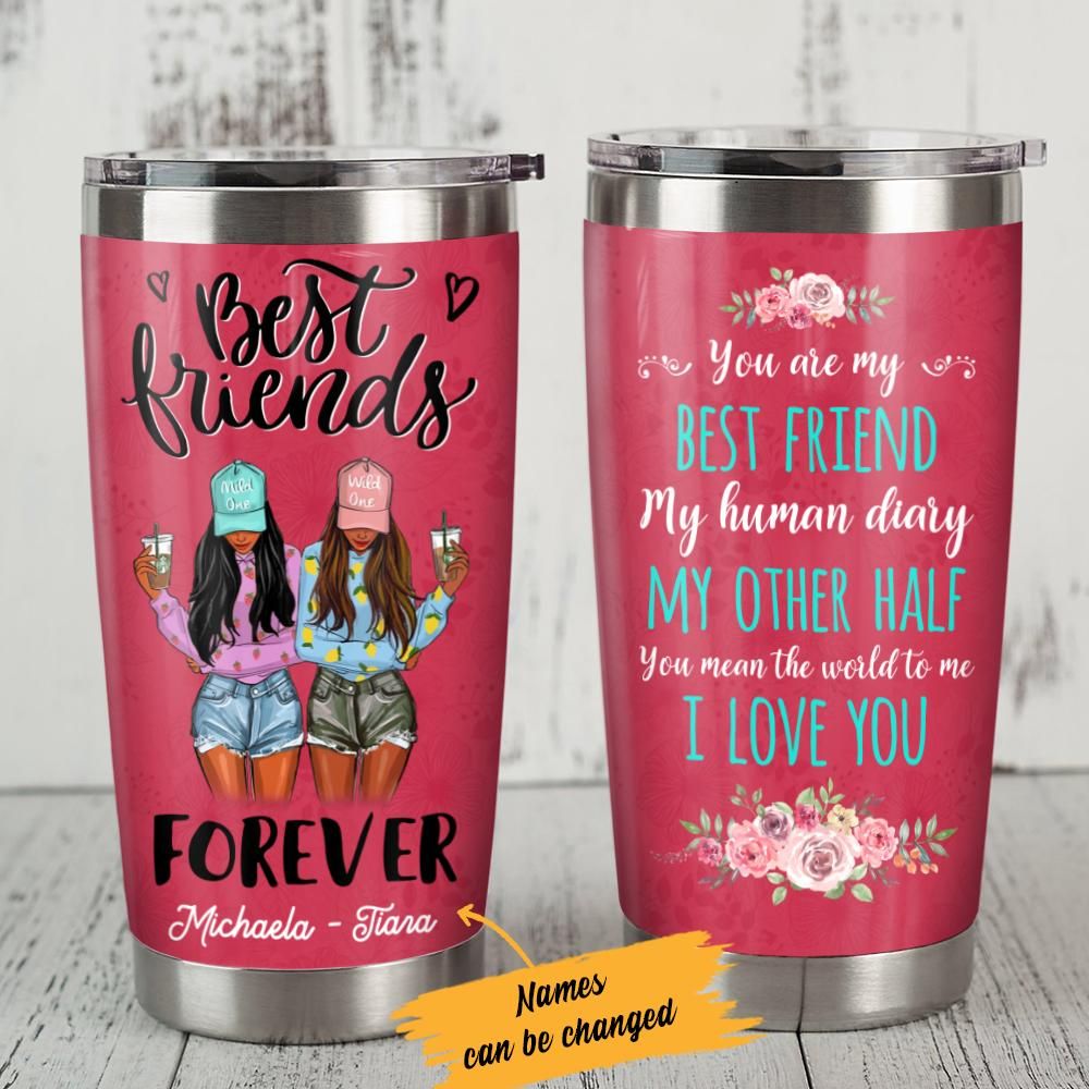 Personalized You Mean The World To Me Black Women Friends Steel Tumbler AG43 28O57