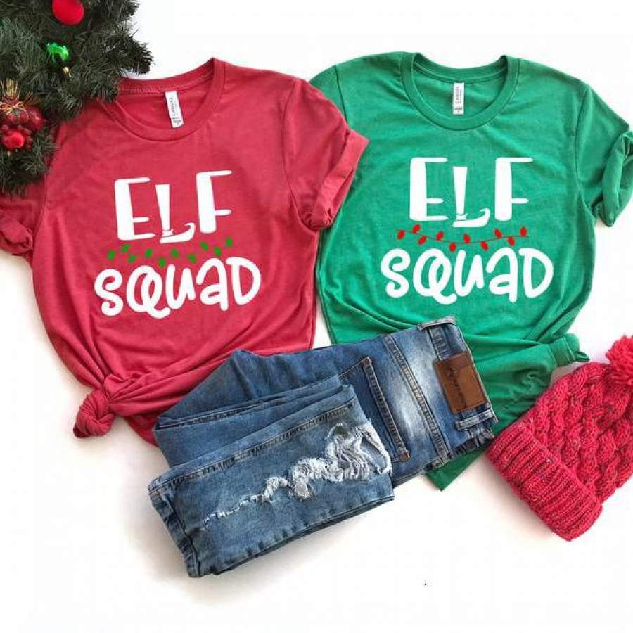 Christmas Elf Squad Couple Family Matching Shirt   GST   Odbary Store