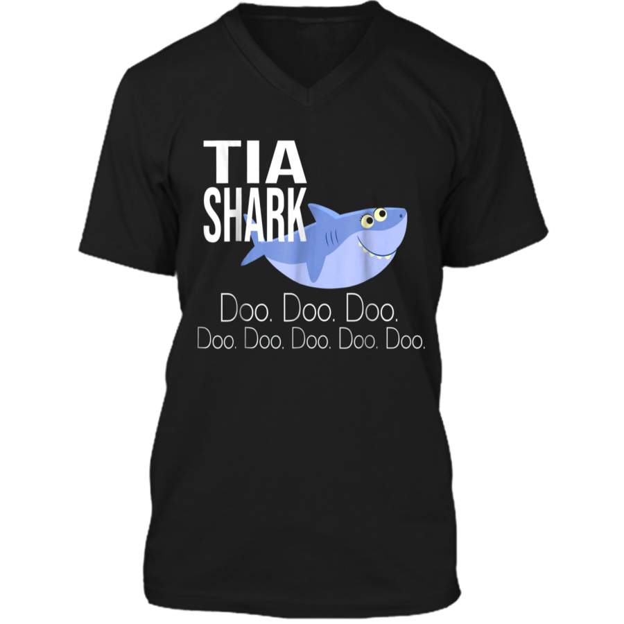 "Tia Shark" Baby Mommy Daddy Matching Family Shark  Mens Printed V-Neck T