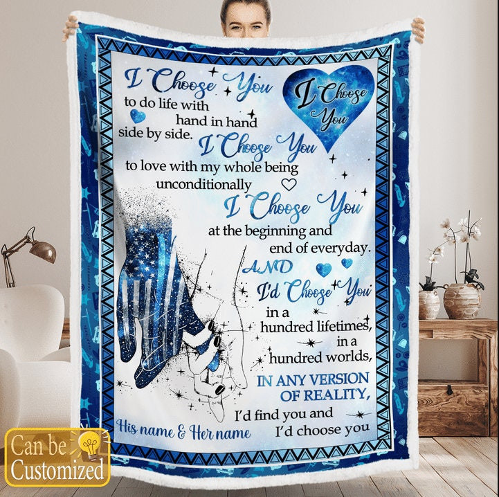 Personilazed I Choose You Police  Christmas Gift Awesome Custom Blanket Christmas Wife Gift Husband And Wife Blanket