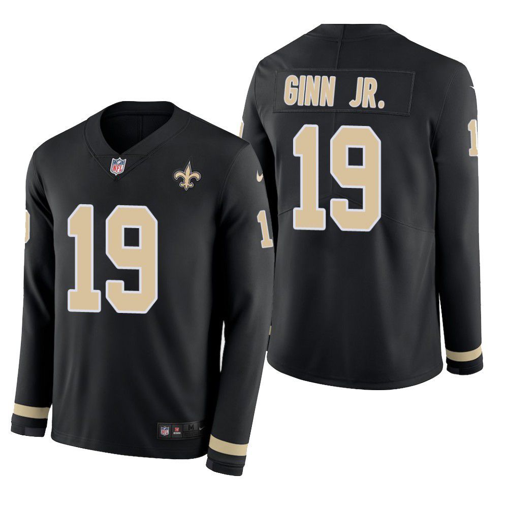 New Orleans Saints Ted Ginn Jr Therma Long Sleeve Mens Jersey Black