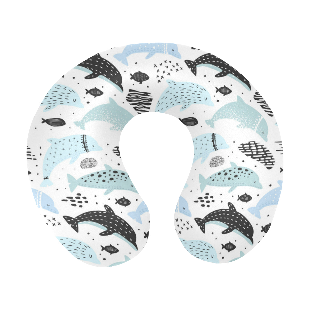 Cute Dolphins Childish Style Pattern U-Shaped Travel Neck Pillow