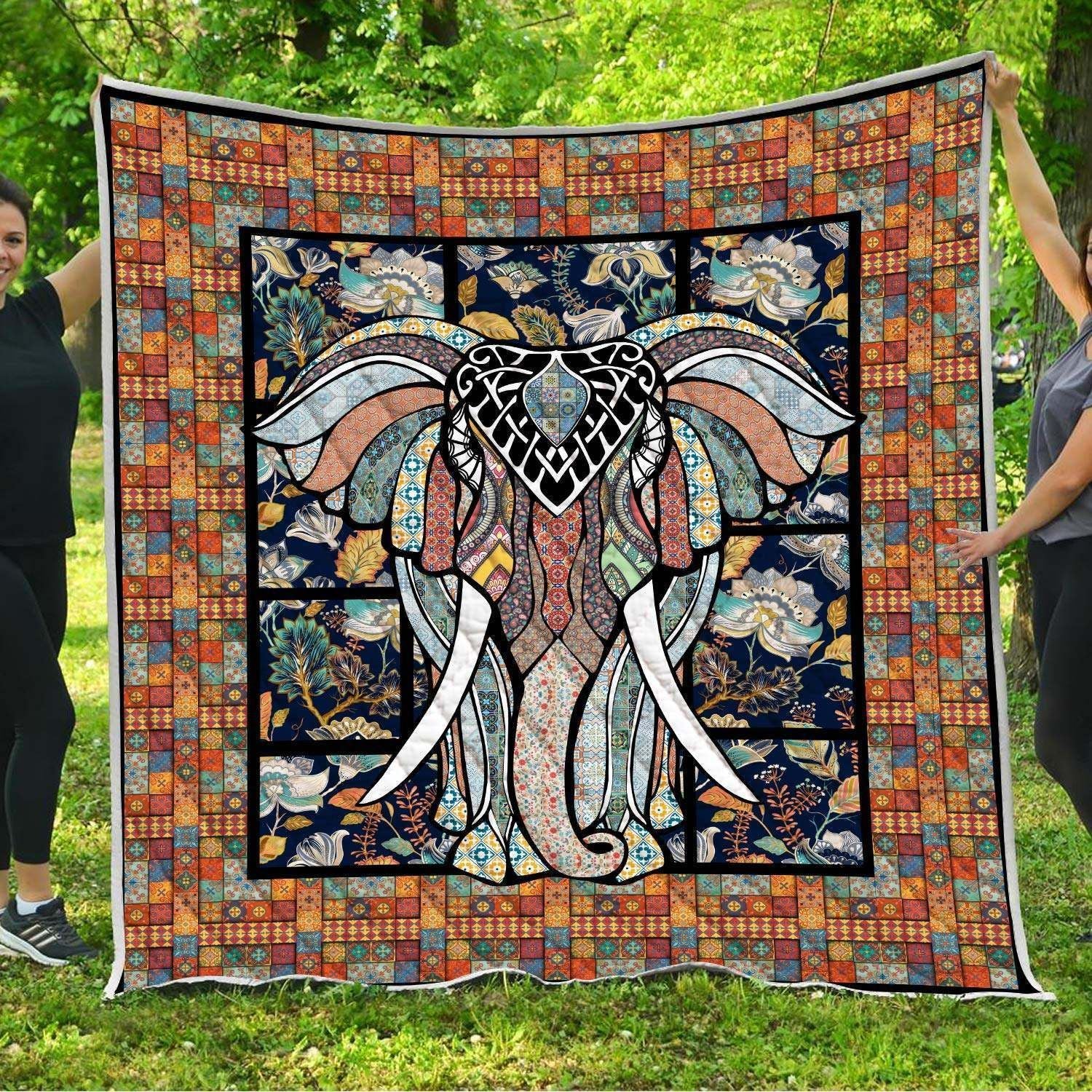 Elephants Have Long White Tusks And Large Trunks  Quilt Blanket