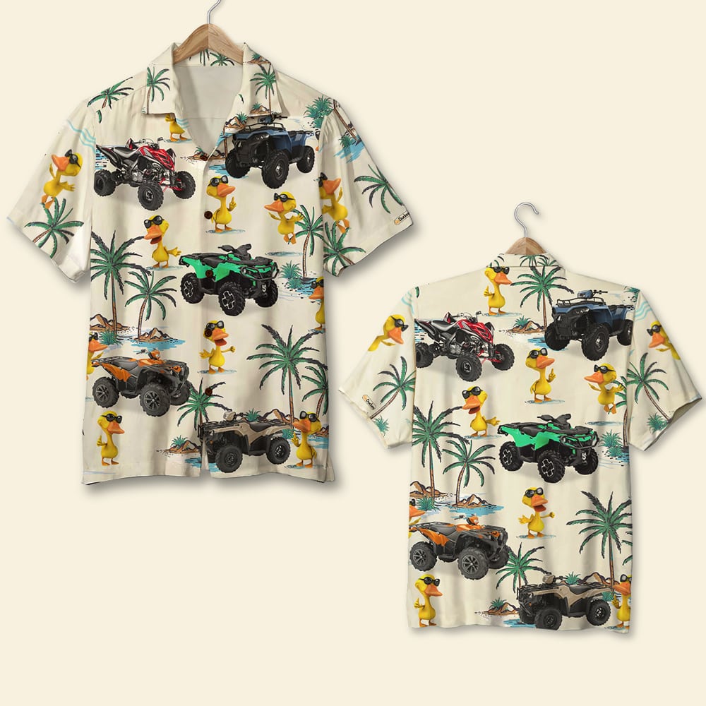 Atv Racing Duck Hawaii Shirt Custom Car Palm Tree Theme Ha16233