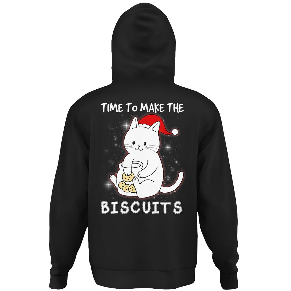 Time To Make The Biscuits Shirt Kitten Cat Kneading Dough Hoodie Print On Back