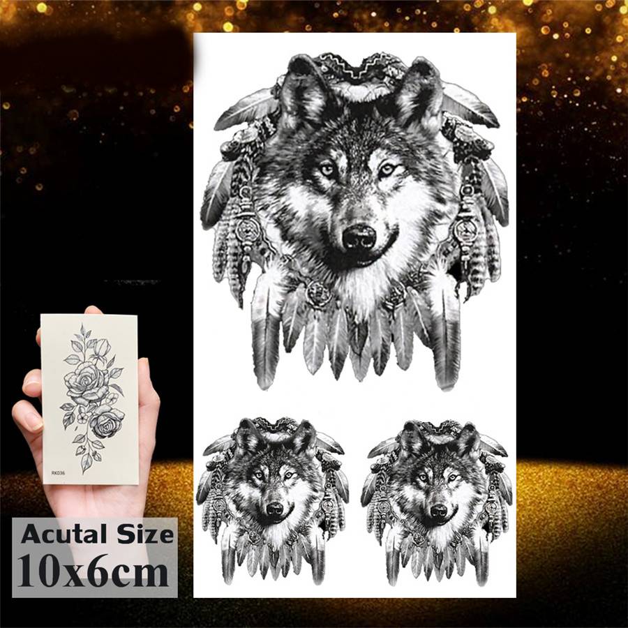 3D Wolf Face Tattoo Sticker