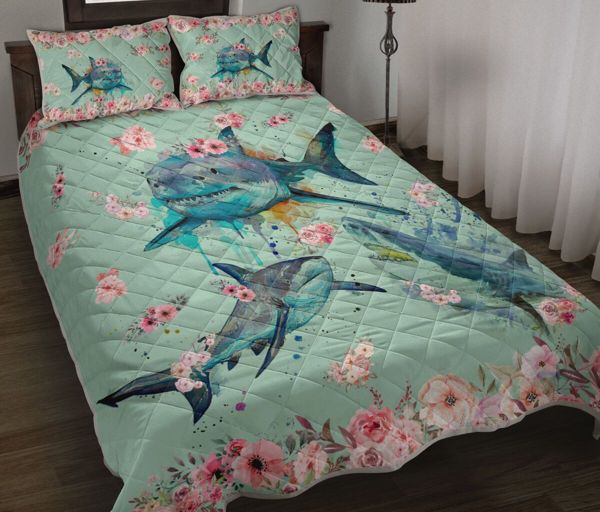 Hawaii Shark Flower Quilt Bed Set – Sea Sweet – AH JW