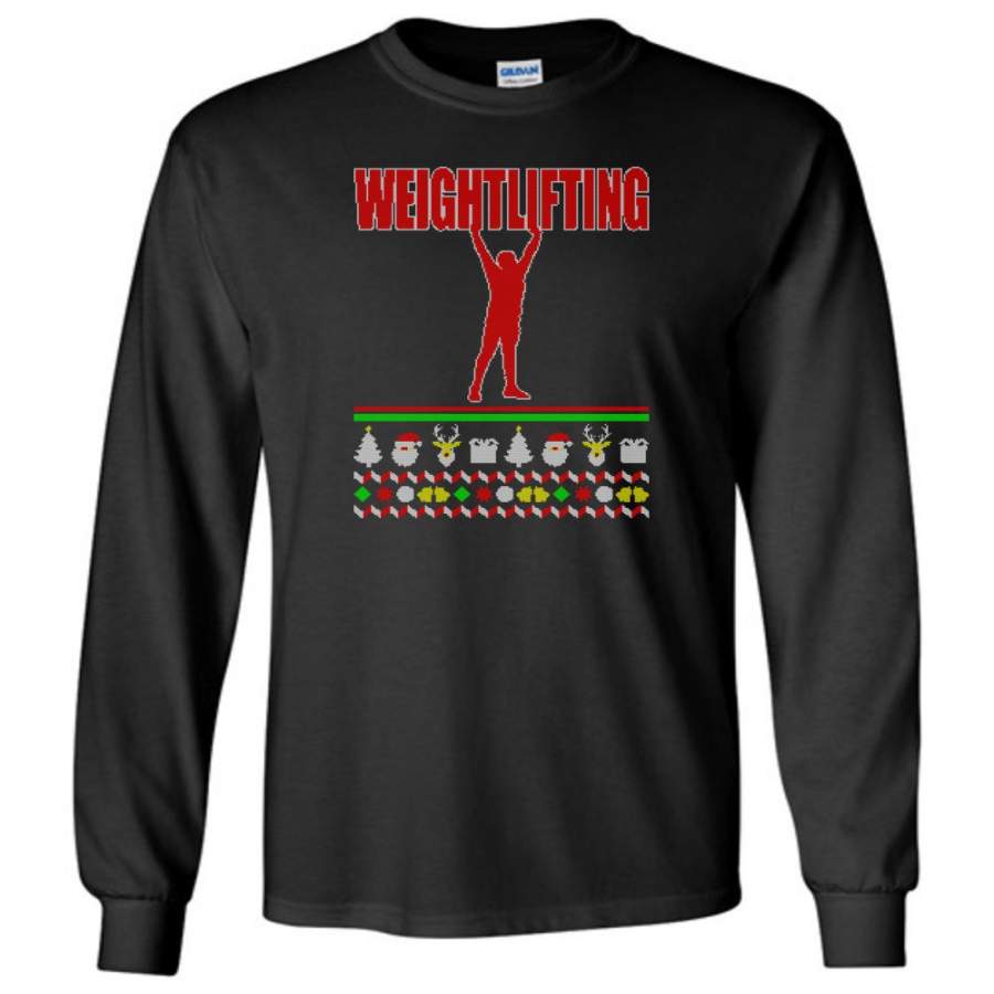 Weightlifting  Ugly Christmas Sweater – Long Sleeve T-Shirt