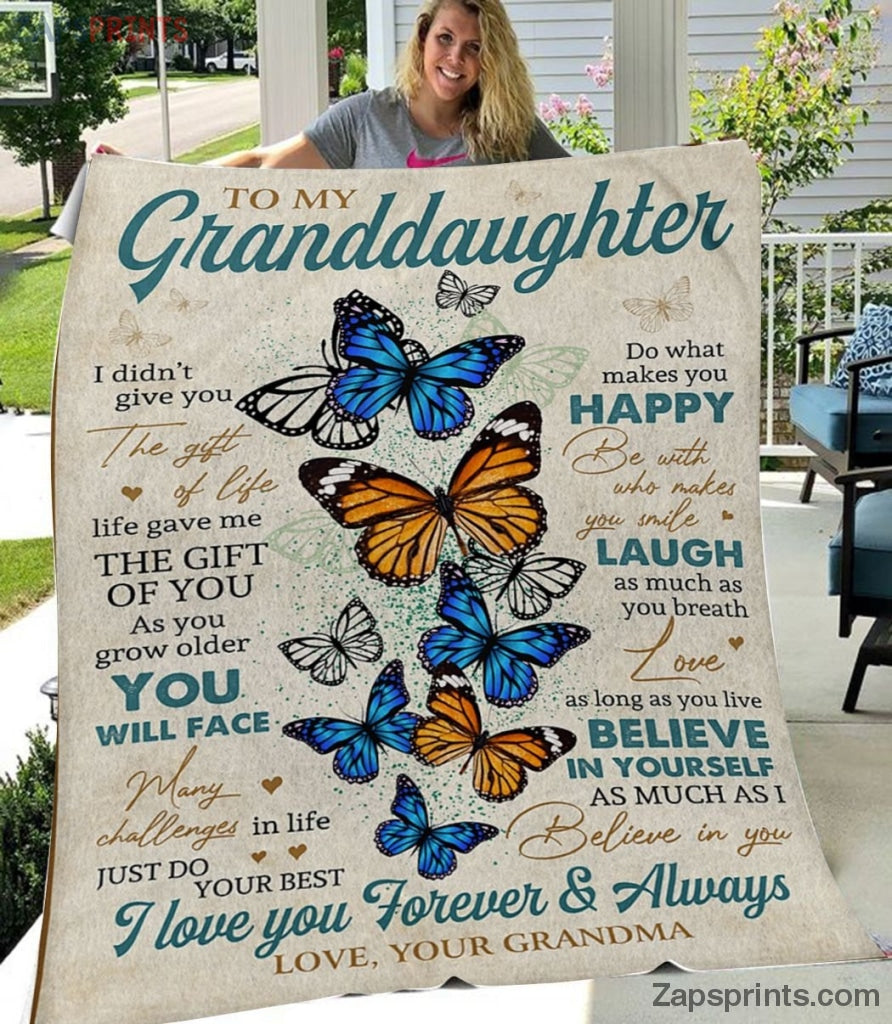 Gift For Granddaughter – To My Granddaughter – Butterfly – You Will Face Many Challenges – Blanket