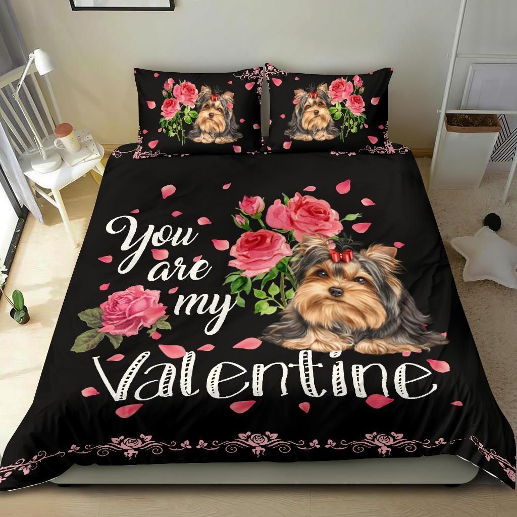 3D Yorkshire You Are My Valentine Cotton Bed Sheets Spread Comforter Duvet Cover Bedding Sets