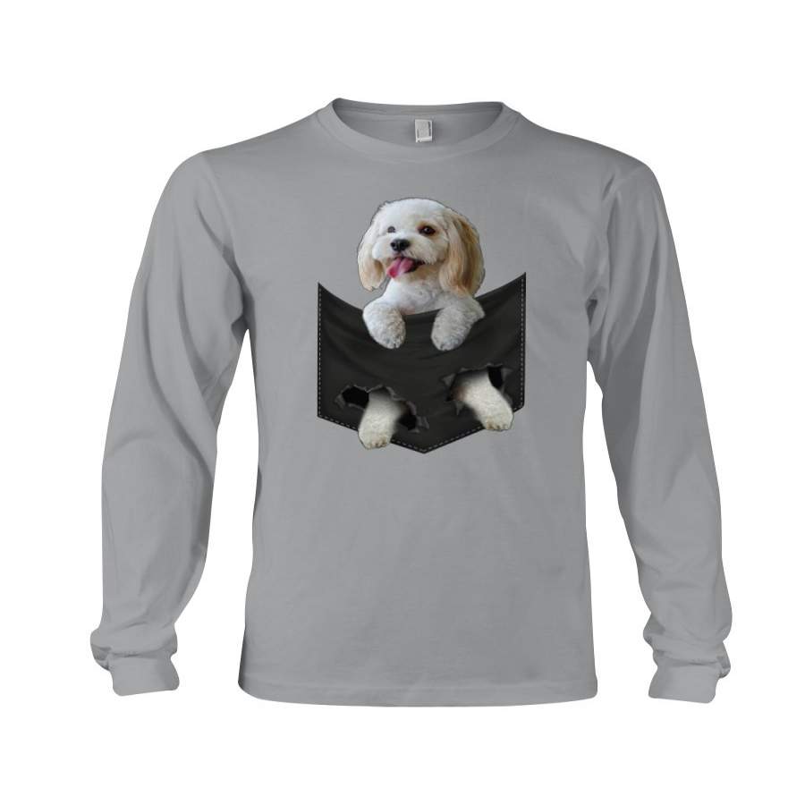 Cockapoo In Middle Pocket For Dog Lovers Custom Design Unisex Long Sleeve