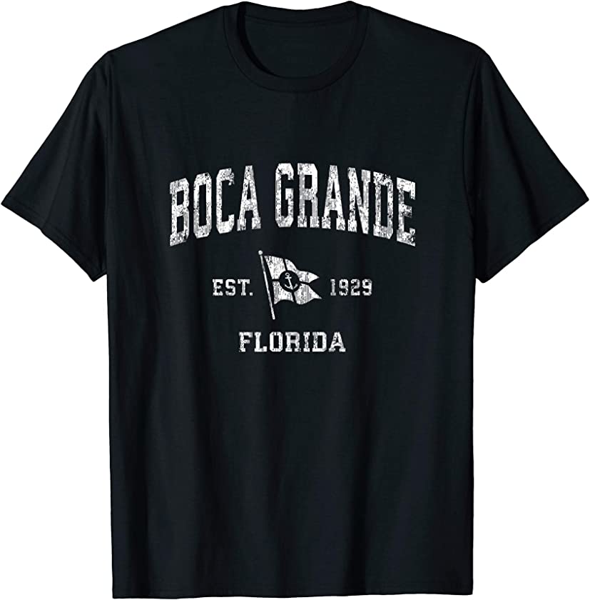 Boca Grande FL Vintage Nautical Boat Anchor Flag Sports T-Shirt