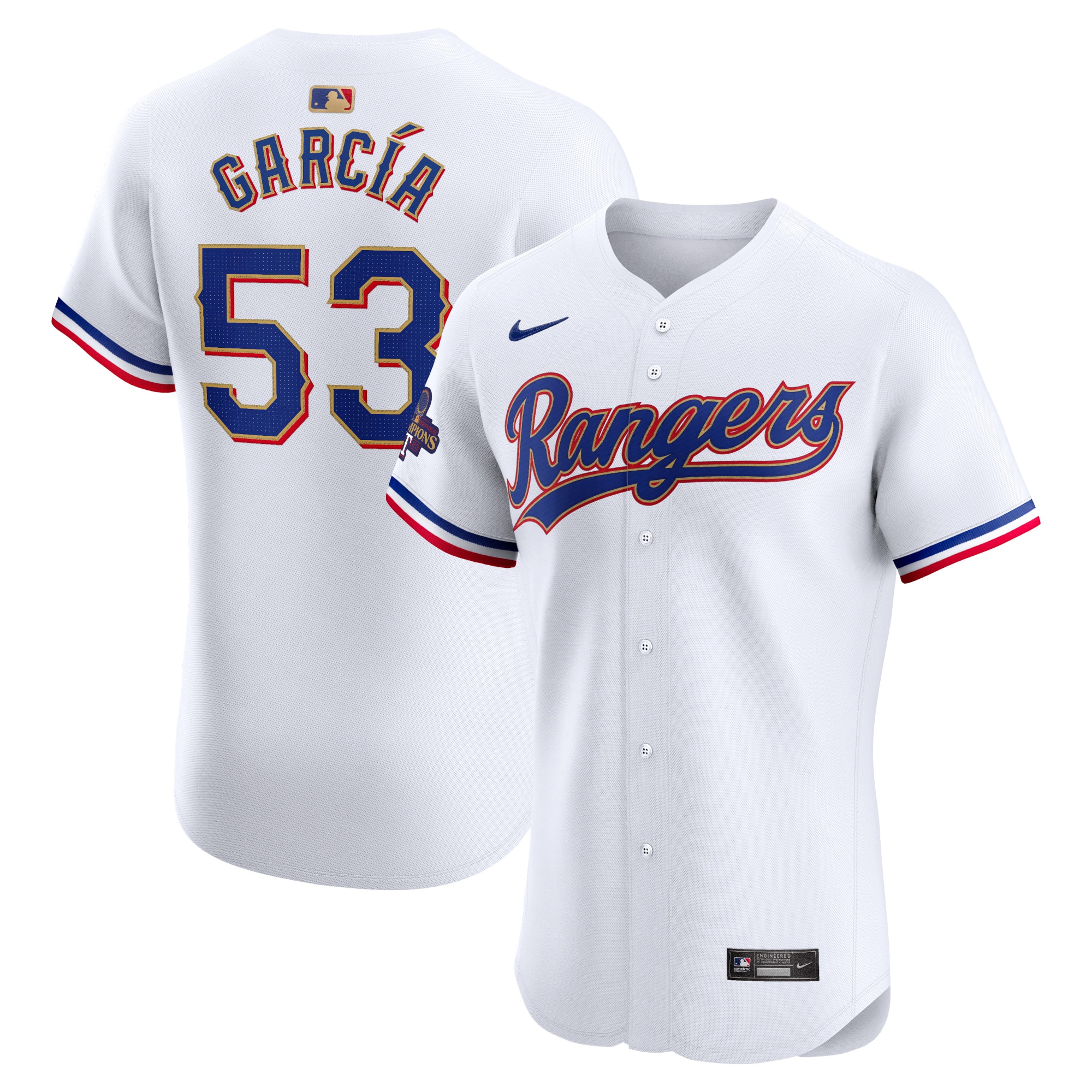 Adolis Garcia Texas Rangers 2024 Gold Collection Elite Player Jersey  White