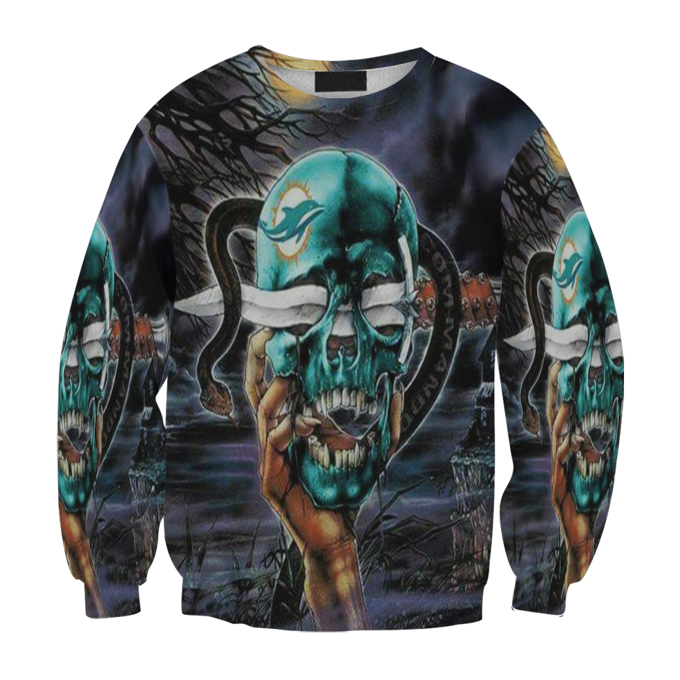 Miami Dolphins Skull Art 1 Gift For Fan 3D Full Printing Sweatshirt