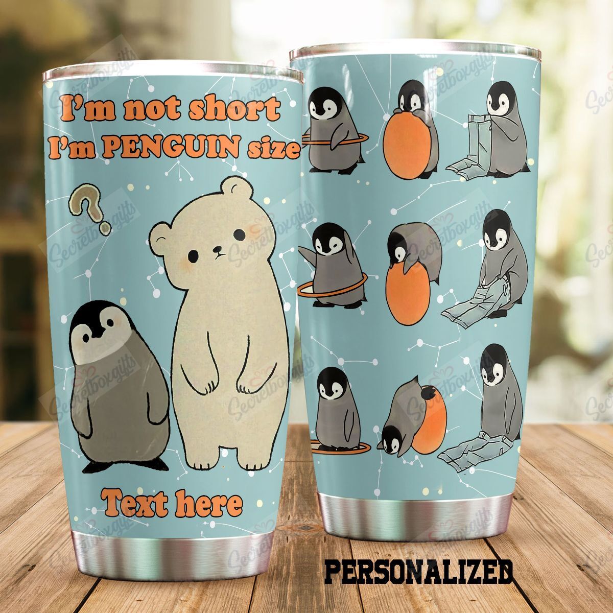 Personalized Penguin Nc0710631Cl Stainless Steel Tumbler Customize Name, Text, Number