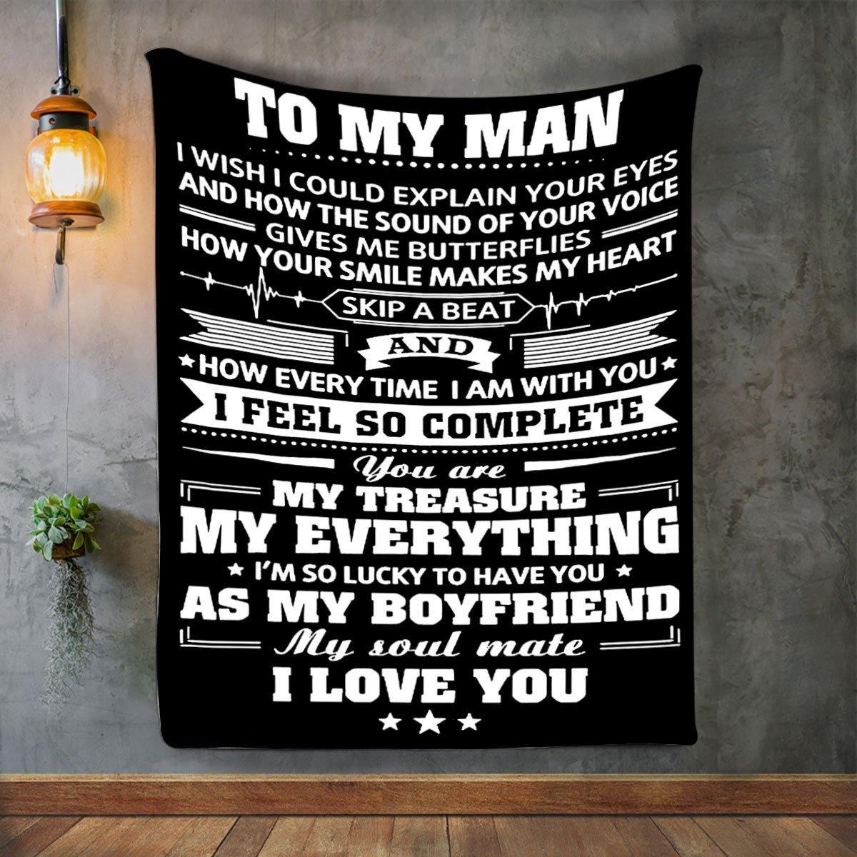 To My Man I Wish I Could Explain Your Eyes – Best Idea Gift From Daughter For Dad, Gift For Home Decor, Gift For Family  – Fleece Blanket